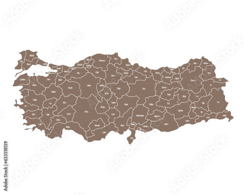 Turkey map with all 81 cities 