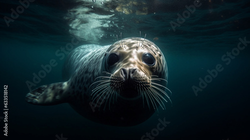 Seal swimming underwater.generative ai © Ilva