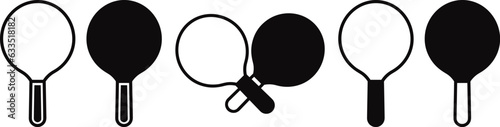 Table tennis racket set black outline vector simple