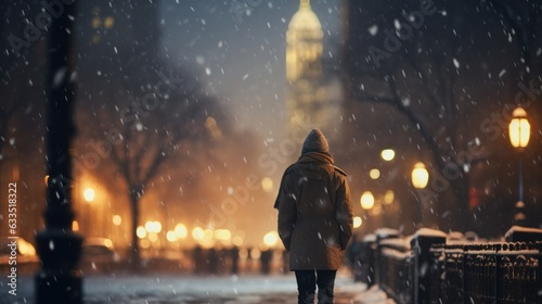 Winter snowy city background