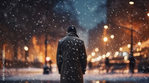 Winter snowy city background