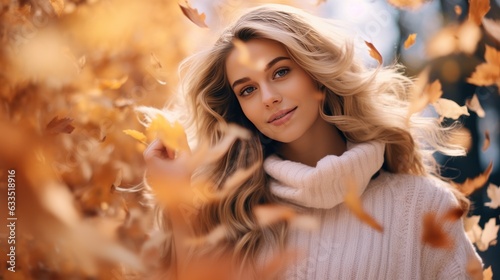 Girl with autumn leaves