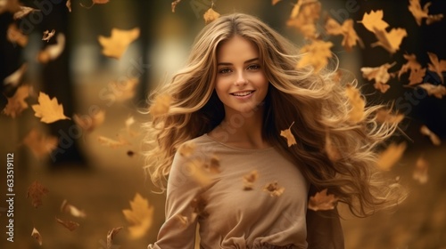 Girl with autumn leaves