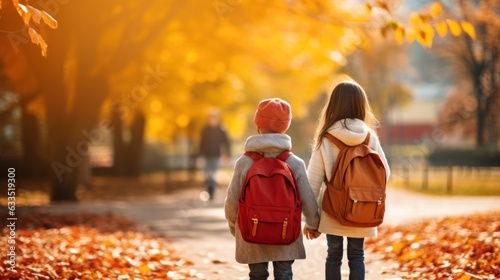 Happy children go to school