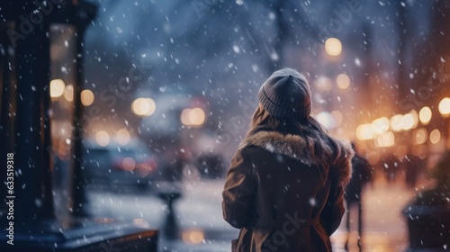 Winter snowy city background