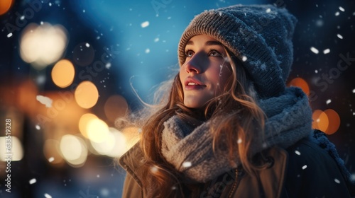 Winter snowy city background