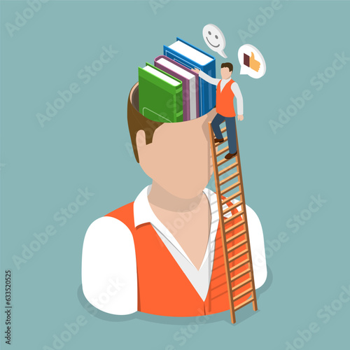 3D Isometric Flat Vector Conceptual Illustration of Excellent Memory, Acquiring Knowledge