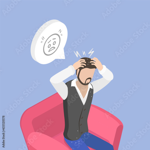 3D Isometric Flat Vector Conceptual Illustration of Dandruff, Itchy Head