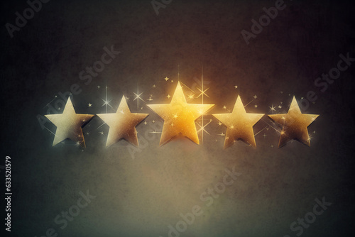 Five shining stars as a customer or product rating. Generative AI