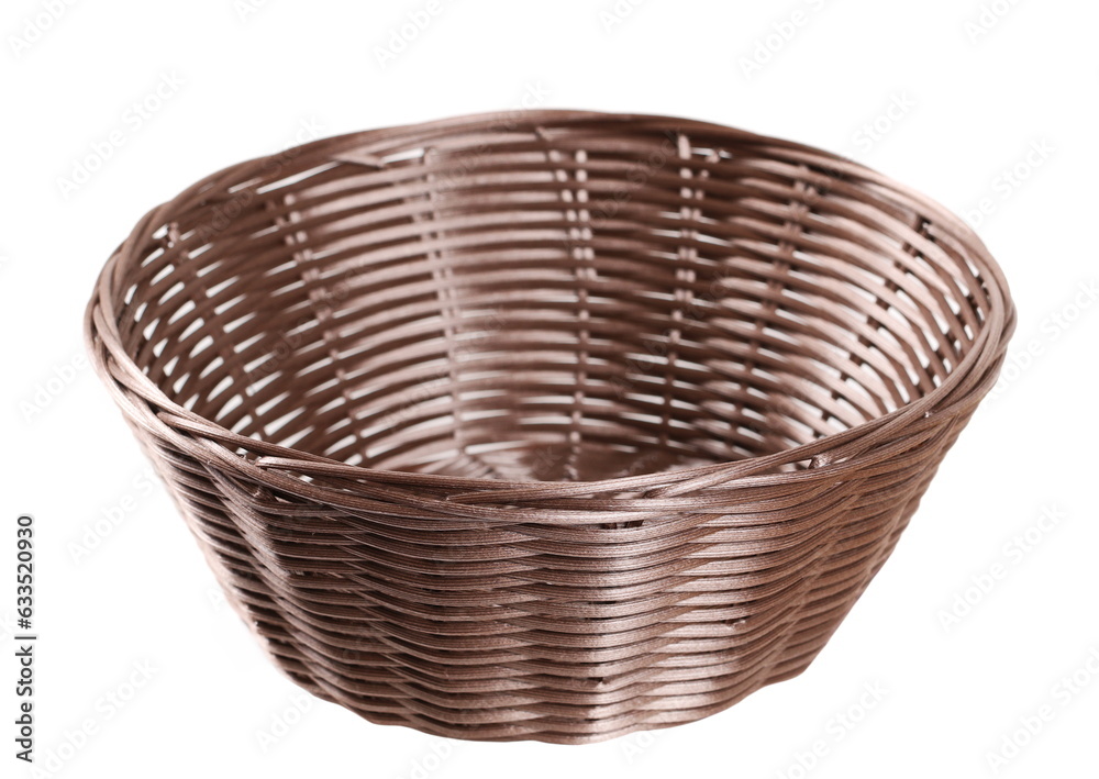 Obraz premium Wicker fruit basket isolated on white, side view