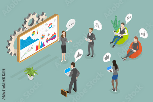 3D Isometric Flat Vector Conceptual Illustration of Professional Business Adviser , Coaching and Mentoring