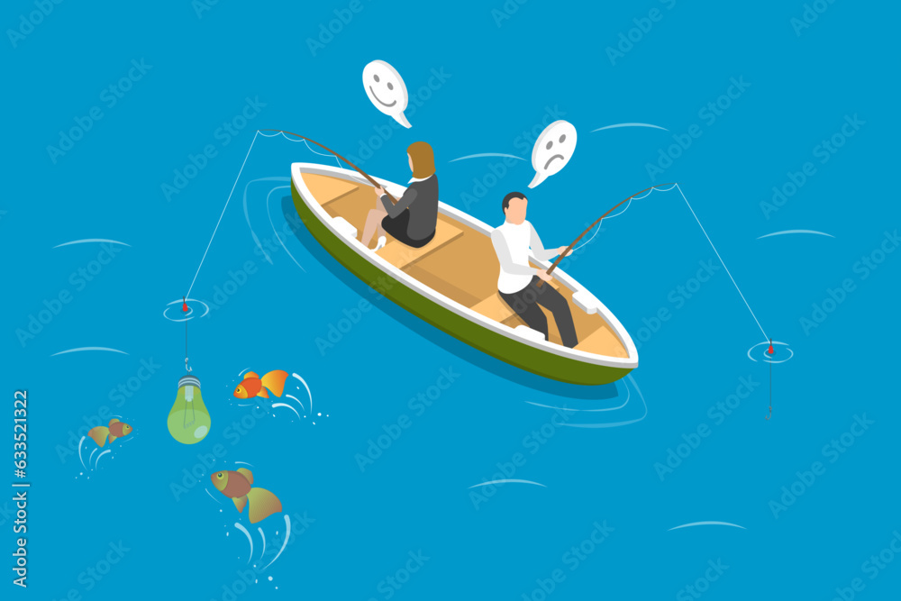 3D Isometric Flat Vector Conceptual Illustration of Business Patience, Waiting for Luck