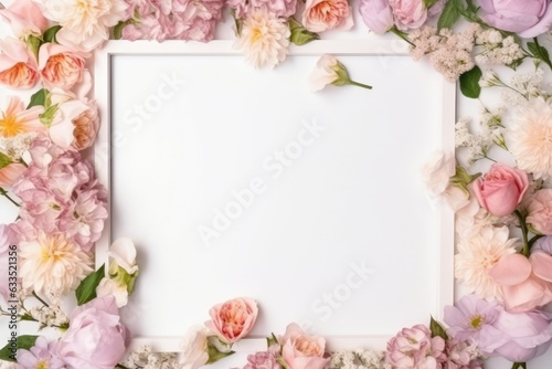 A frame decorated with flowers blank space for text, AI © GalleryGlider