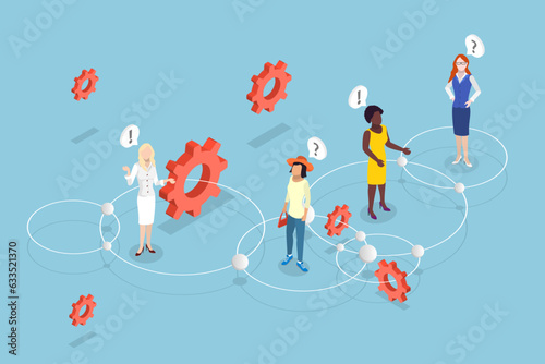 3D Isometric Flat Vector Conceptual Illustration of Sociology, Human Behavior Study