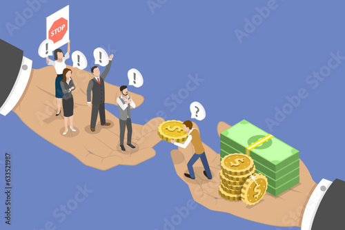 3D Isometric Flat Vector Conceptual Illustration of Business Corruption, Combat Against Bribes