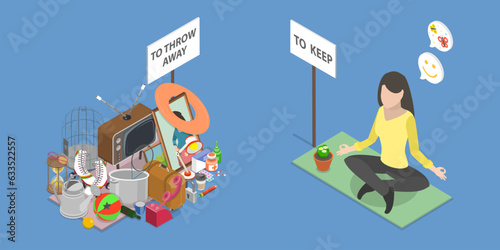 3D Isometric Flat Vector Conceptual Illustration of Decluttering, Figuring out with Mess