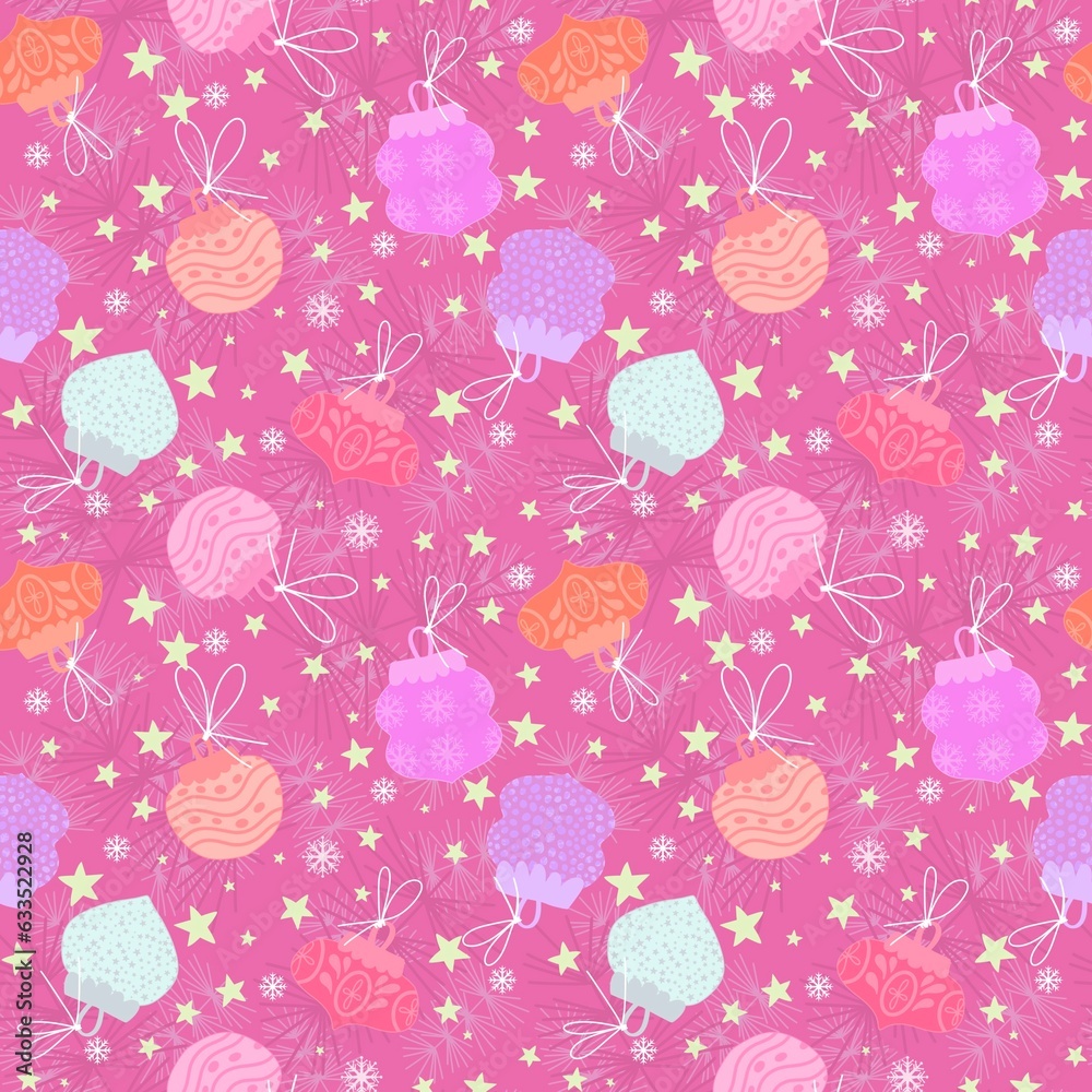 Christmas tree seamless cartoon toys ball pattern for new year packaging and wrapping paper and fabrics and kid Christmas tree seamless cartoon toys ball pattern for new year packaging and wrapping paper and fabrics and kid