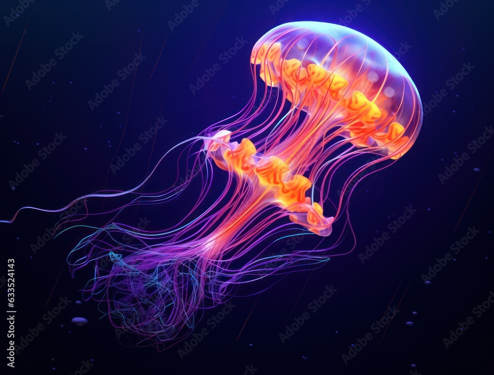 Jellyfish inthe sea. Natural blue background