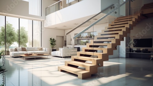 Modern stairway in interior © olegganko