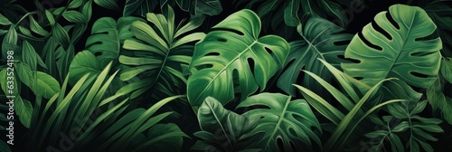 Green tropical leaves background © olegganko