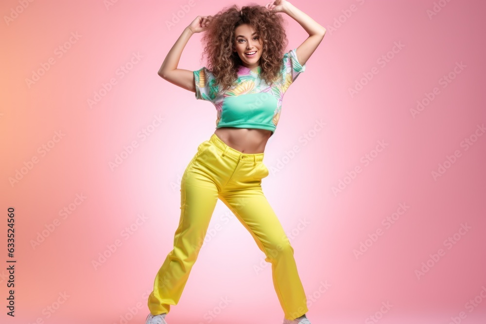 Dancing girl on pink background Dancing girl on pink background