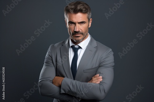 Businessman on grey background © olegganko