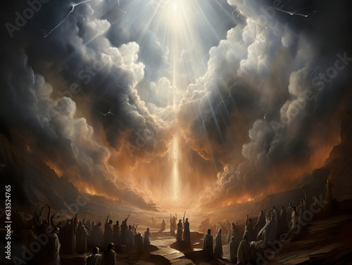 Fotografia Illustration of angels descending Mount Hermon in mutual conjuration