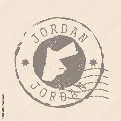 Stamp Postal of Jordan. Map Silhouette rubber Seal.  Design Retro Travel. Seal  Map of Jordan grunge  for your design. EPS10