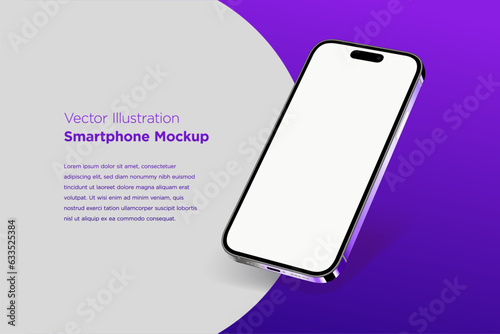 Smarthone mockup in the circle purple background for app preview (ID: 633525384)