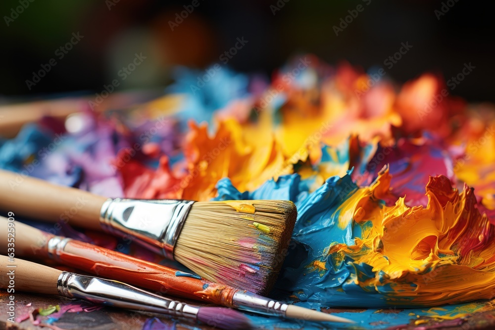 Close-up of an artists paintbrushes - stock photography Close-up of an artists paintbrushes - stock photography