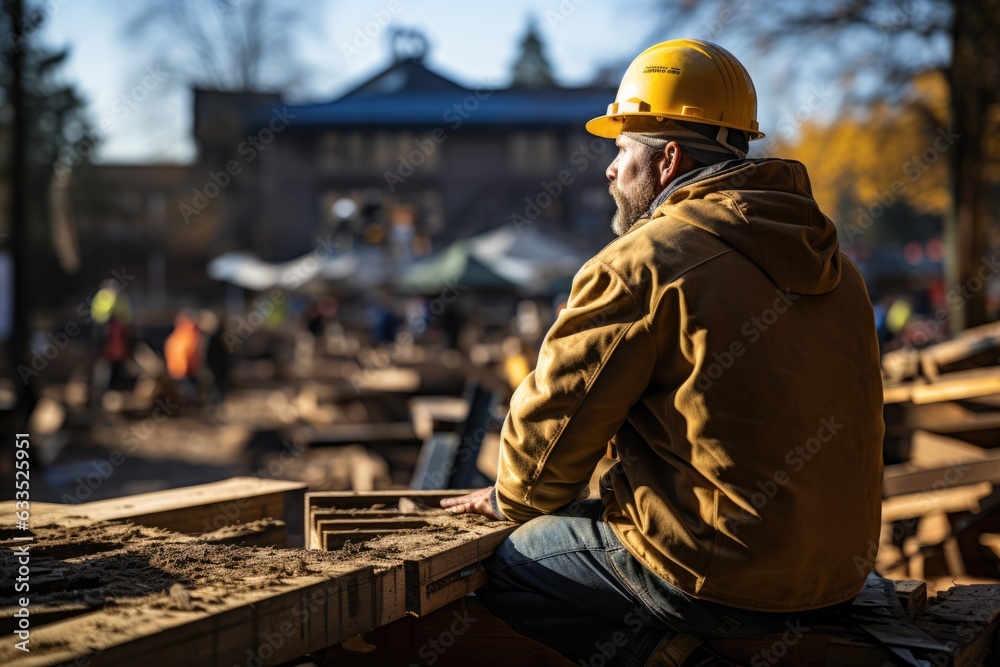 Construction worker on a construction site - stock photography