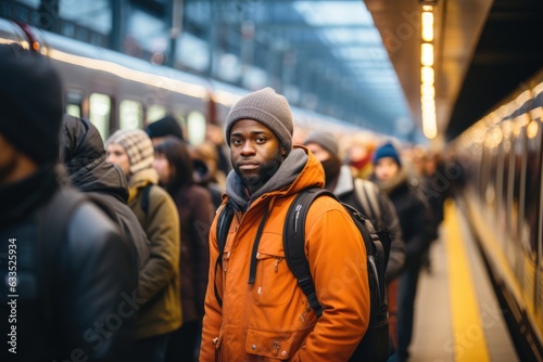 Commuters on a subway platform - stock photography