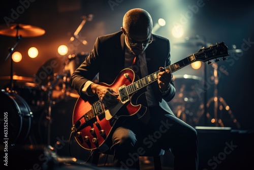 Musician performing on a stage - stock photography