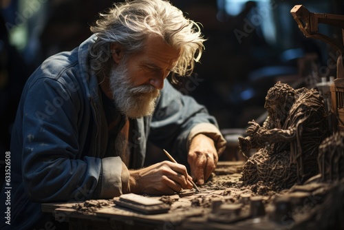 Sculptor working on a sculpture - stock photography