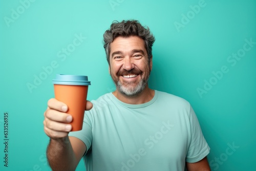 Happy man with cup of coffee © olegganko