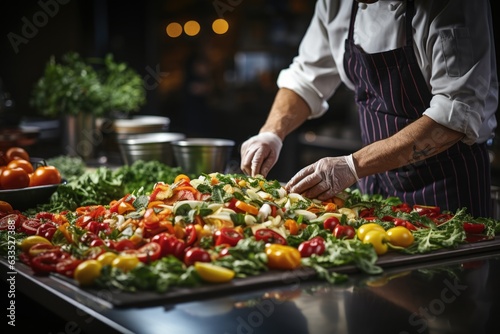 Chef preparing a delicious dish - stock photography