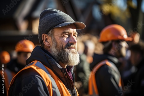 Construction worker on a construction site - stock photography