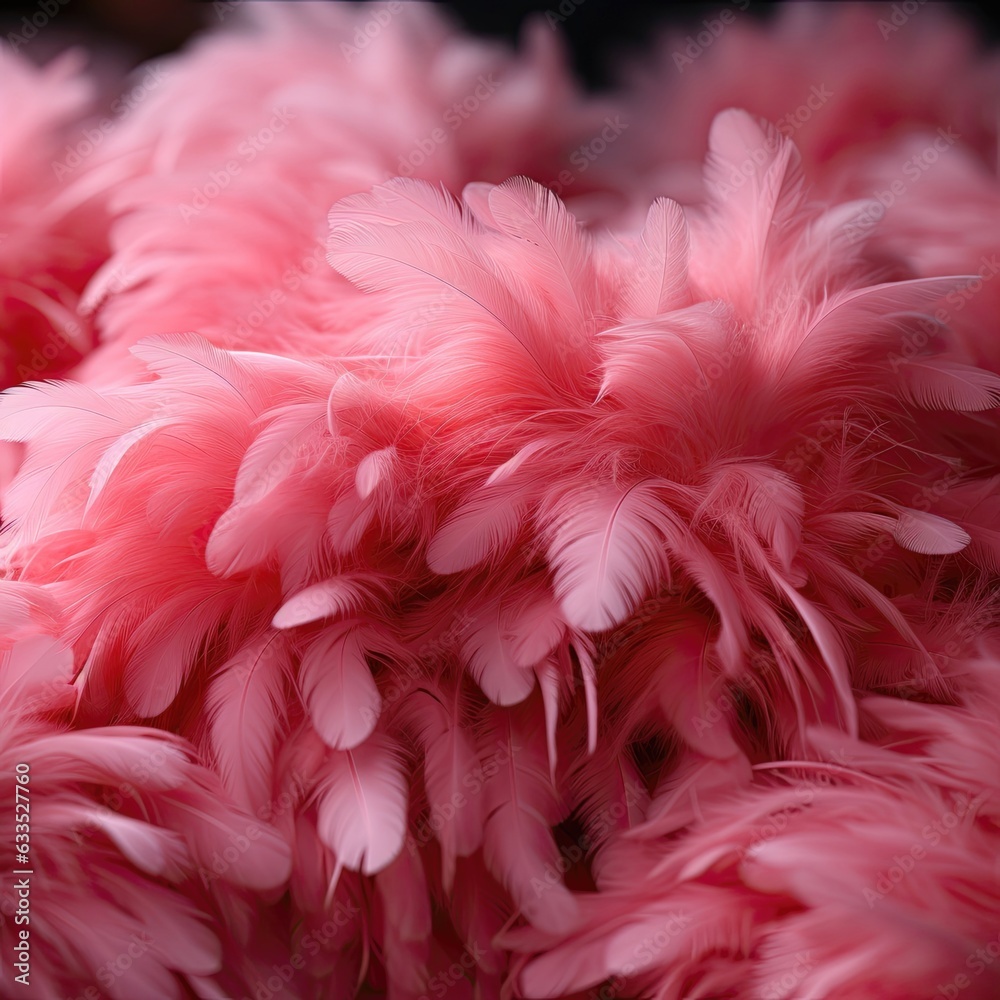 Bright pink feathers background. Close up macro feathers photo