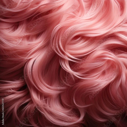 Close-up of the wavy curly pink hair background.  trendy background. 