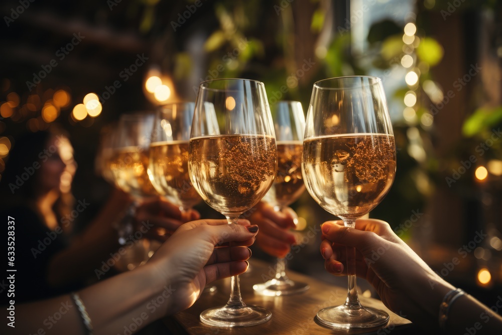 Group of friends toasting with champagne - stock photography Group of friends toasting with champagne - stock photography