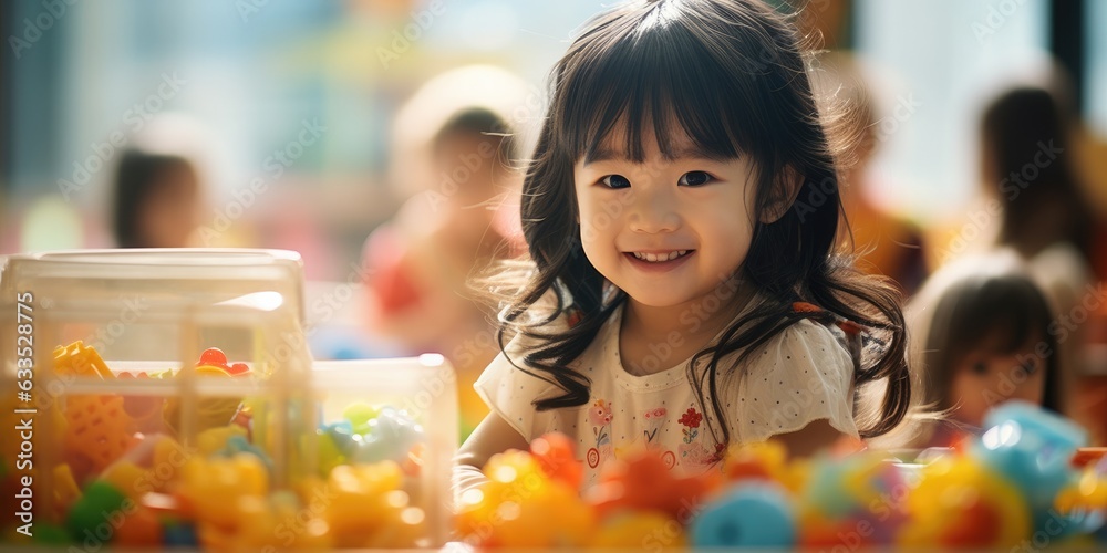 a child is playing in the kindergarten, generative AI