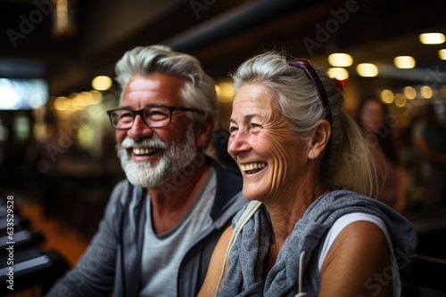 Older couple exercising together in a gym - stock photography © 4kclips