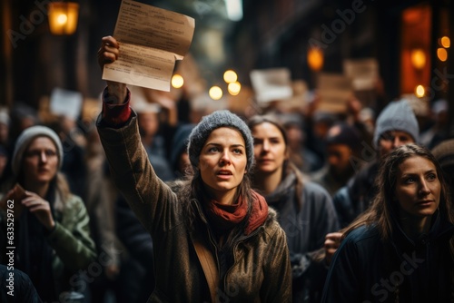 Protesters holding signs - stock photography