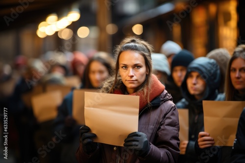 Protesters holding signs - stock photography