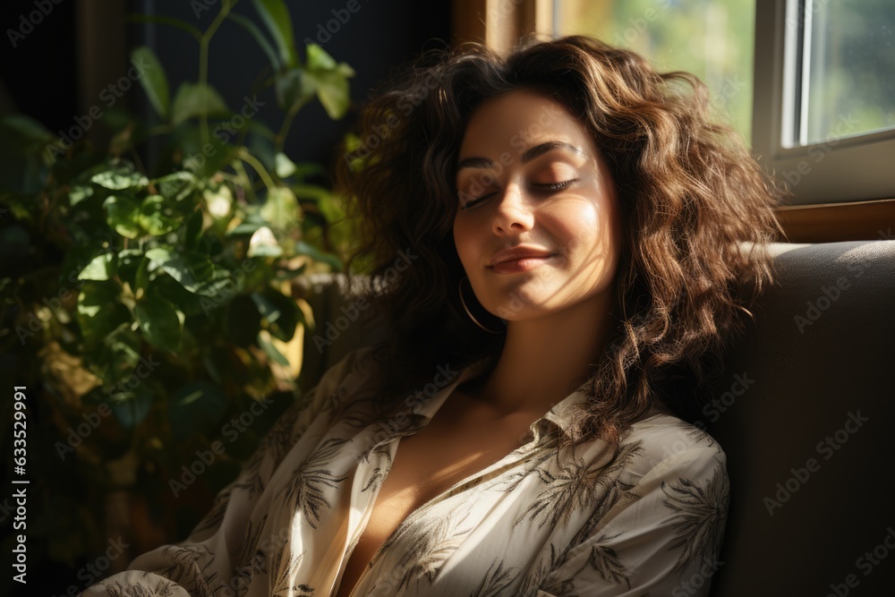 Woman enjoying a leisurely read in a cozy chair - stock photography Woman enjoying a leisurely read in a cozy chair - stock photography