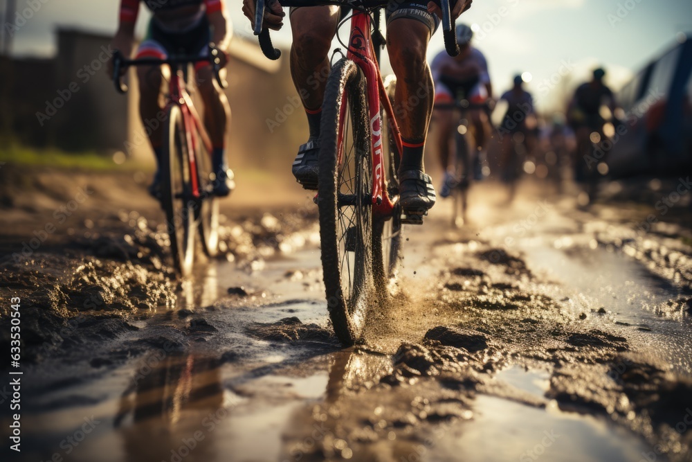 Fototapeta premium Cyclists racing on a track - stock photography