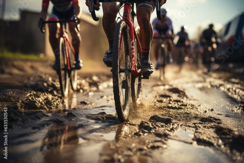 Cyclists racing on a track - stock photography