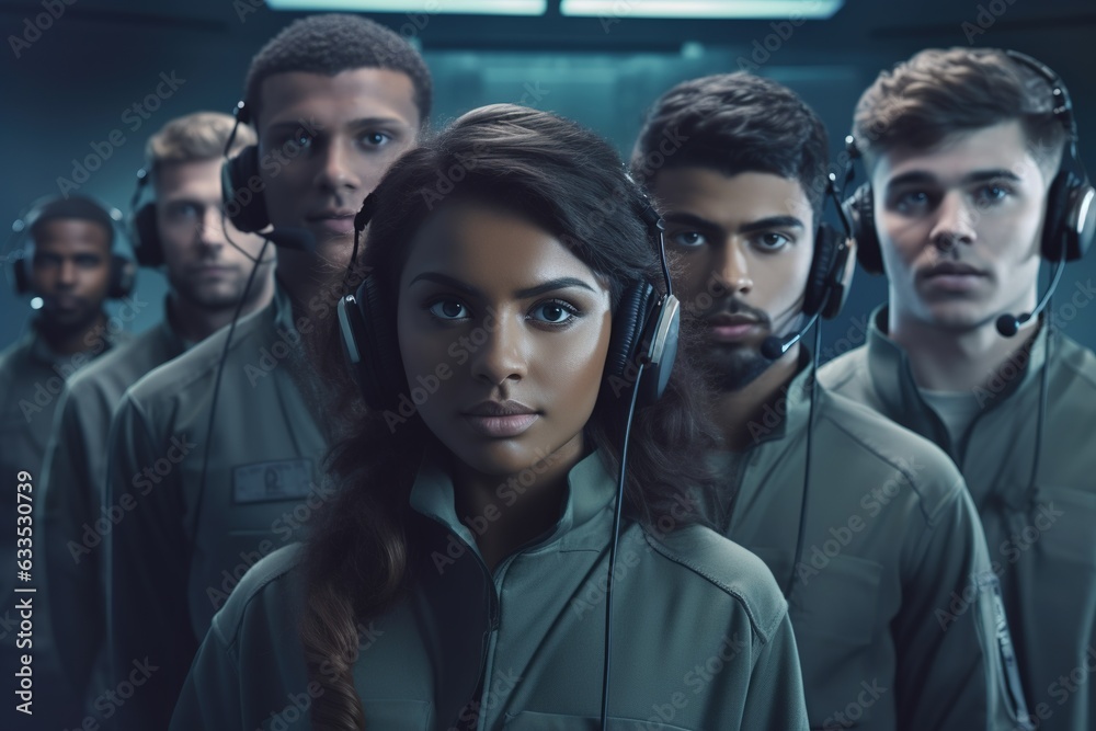 Fototapeta premium Diverse team of customer support phone operators at call center.