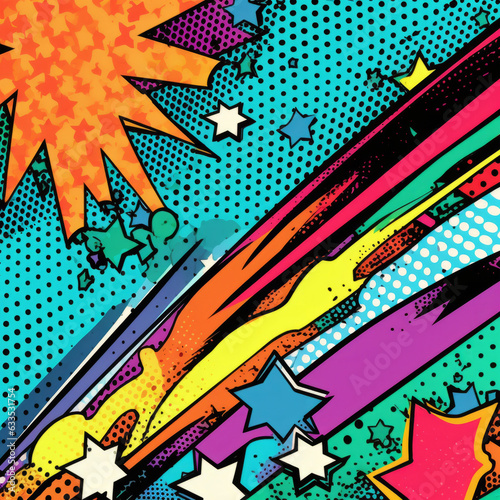 A vibrant and patriotic background with stars and stripes - Colorful 2D Comic Art