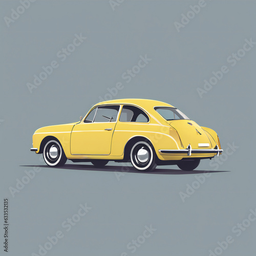 Yellow car illustration, pastel colors